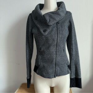 Lululemon Cotton Fleece Zip Jacket | Size 6 | Karmacollected Gray Cowl Neck